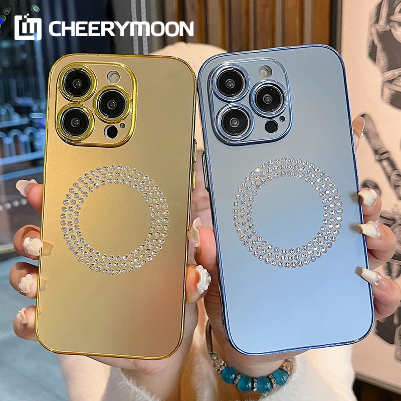 

Colorful Diamond Circle Matte Electroplating Cases For iPhone 14 13 12 11 Pro Max 14Pro 12Promax Plus Protector Phone CASE Cover