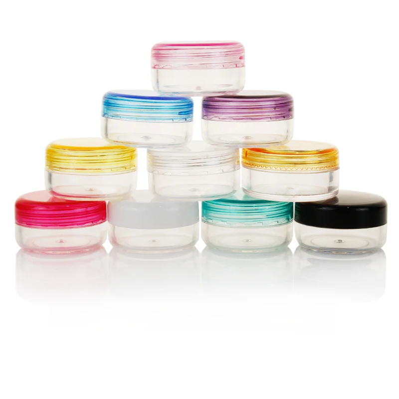 

70/105pcs 3g 3ml Empty Plastic Cosmetic Makeup Jar Pots Transparent Sample Bottles Eyeshadow Cream Lip Balm Container with Cap