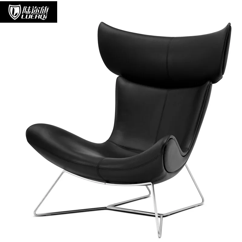 

YY Simple Genuine Leather Wingback Chair Creative Comfort Leisure Recliner Nordic Designer Seat
