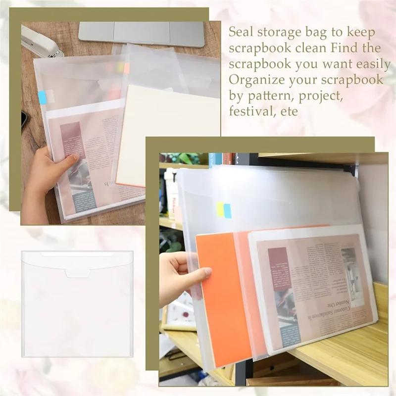 32 PCS 12X12 인치 스크랩북 종이 보관 주최자 스크랩북 종이를 보관하기위한 60 PCS 인덱스 탭 비닐 카드 스톡