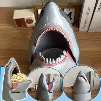 Divertido cubo para palomitas de maíz del 50 aniversario, contenedor coleccionable en forma de tiburón, nuevo soporte para aperitivos, decoración del hogar de tiburón, recuerdo de 1 ud. 1