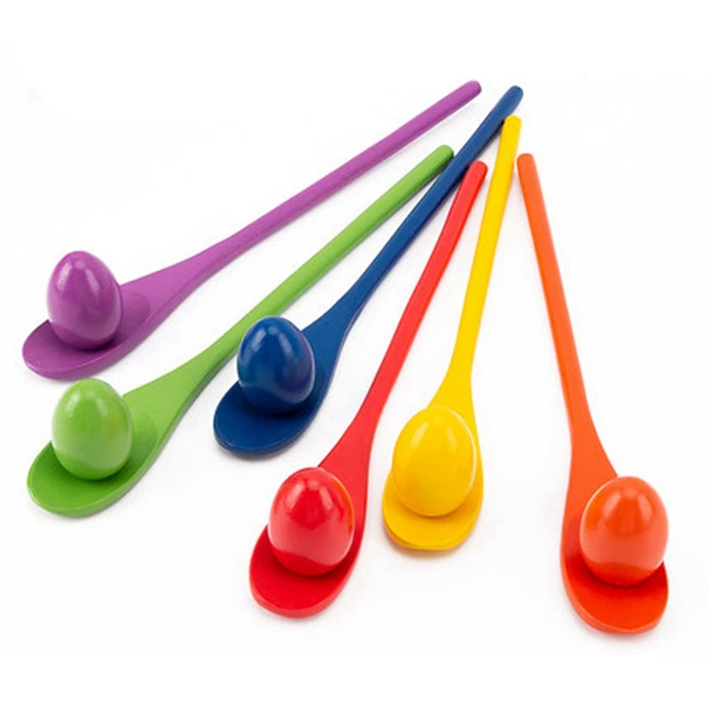 

6 Toy Eggs And 6 Toy Spoons Game Toy Eggs And Toy Spoons Children's Sense Of Balance Toys Outdoor Team Games