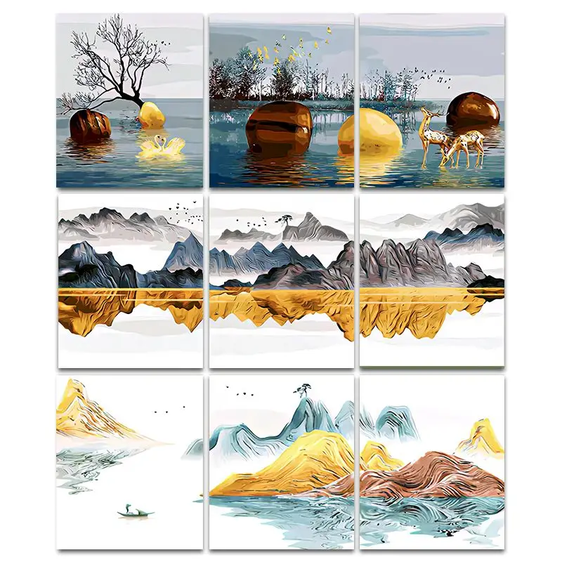 

GATYZTORY Painting By Number Landscape Of Mountains And Rivers Drawing On Canvas Art Gift Diy Pictures By Number Kits Home Decor