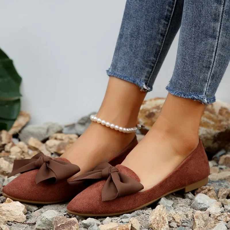 

Женские туфли с острым носком, однотонные туфли на плоской подошве, весна 2023