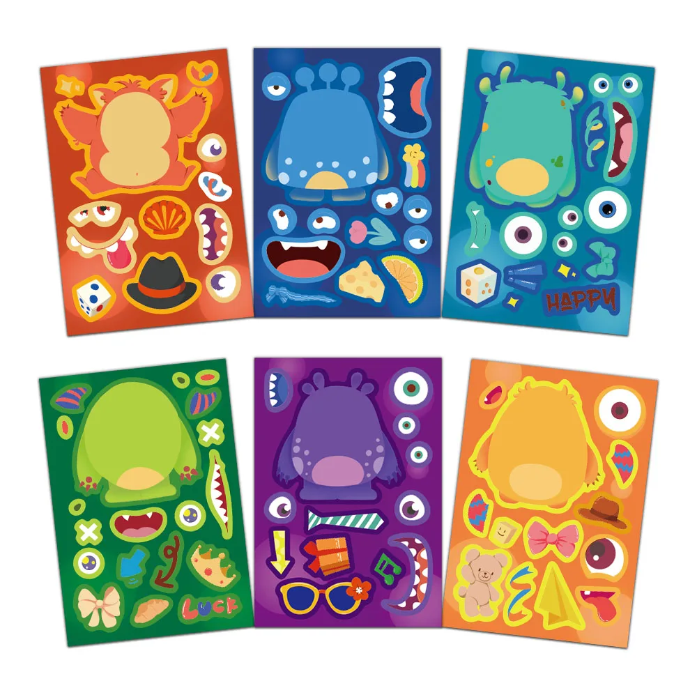 8PCS Little Monster Face Changing Stickers DIY Account Materials Phone Cases Laptops Suitcases Water Cups Waterproof Stickers