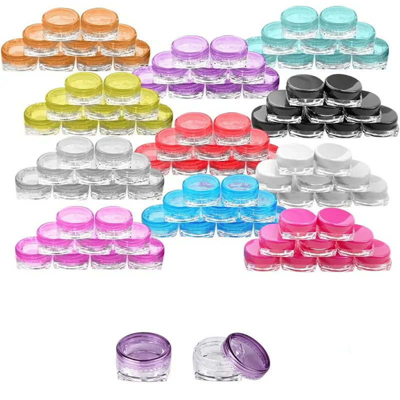 

50Pcs 3g/5g Plastic Empty Square Cosmetic Sample Jars Clear Pot Bottles Makeup Containers Fit Face Cream Lip Balm Crafts Storage