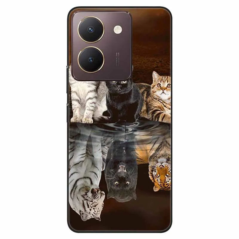 Black TPU Bumper Soft Silicone Shockproof Phone Case with Cute Cat Design