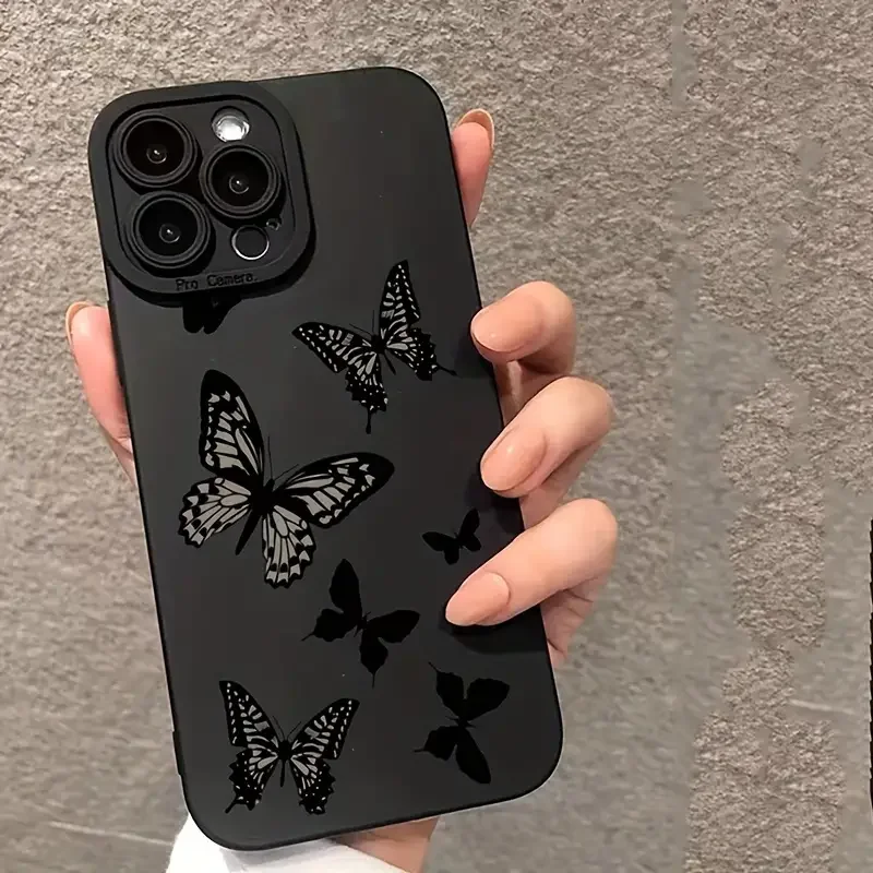 Butterfly Printed Shockproof Matte Soft TPU Silicone Phone Case
