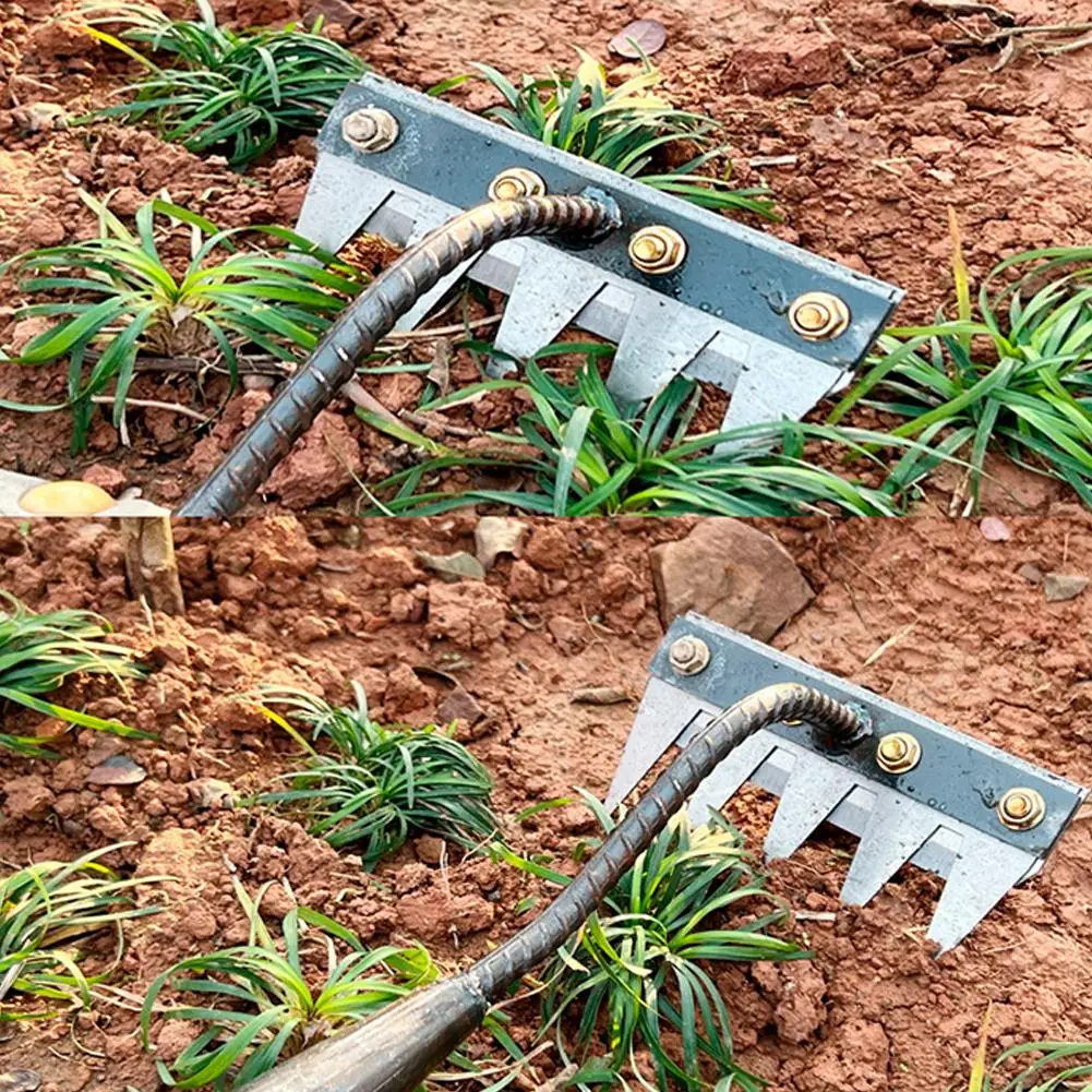 8-tooth carbon steel garden weeding rake Garden metal heavy duty flower digging spade digging and planting tool 3
