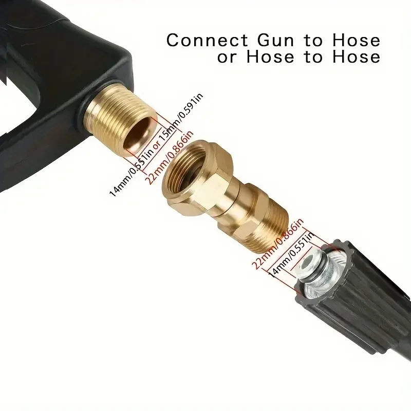 360° rotary joint-anti winding pressure cleaning hose joint solid brass M22-14&15 rotary joint for connecting spray gun to hose 5
