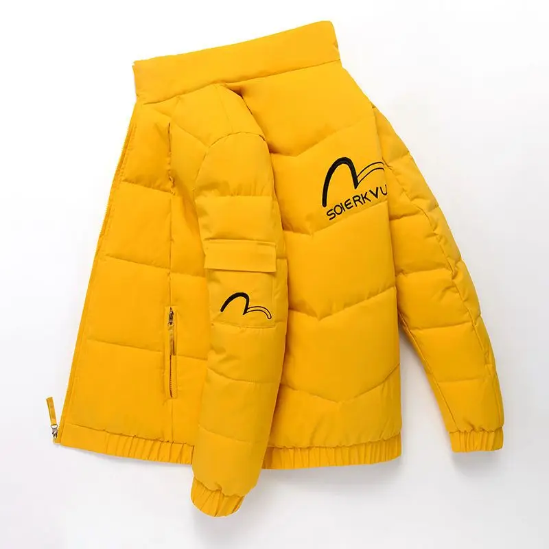 2023 Nuovo Cappotto Imbottito In Cotone Da Uomo Cappotto Invernale Giallo Giacca Con Colletto Rialzato Giacca Imbottita Addensata Abbigliamento Invern