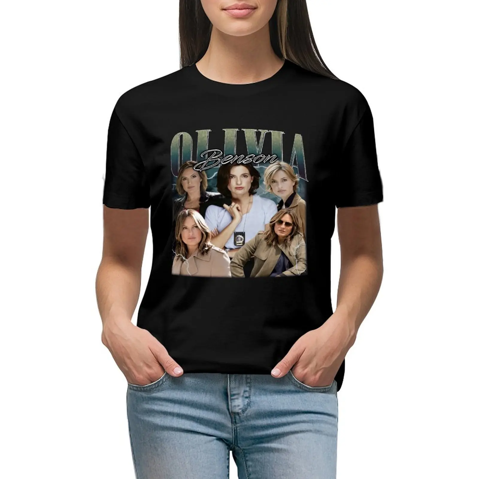 

Olivia Benson Vintage T-Shirt lady clothes vintage Aesthetic clothing white t shirts for Women