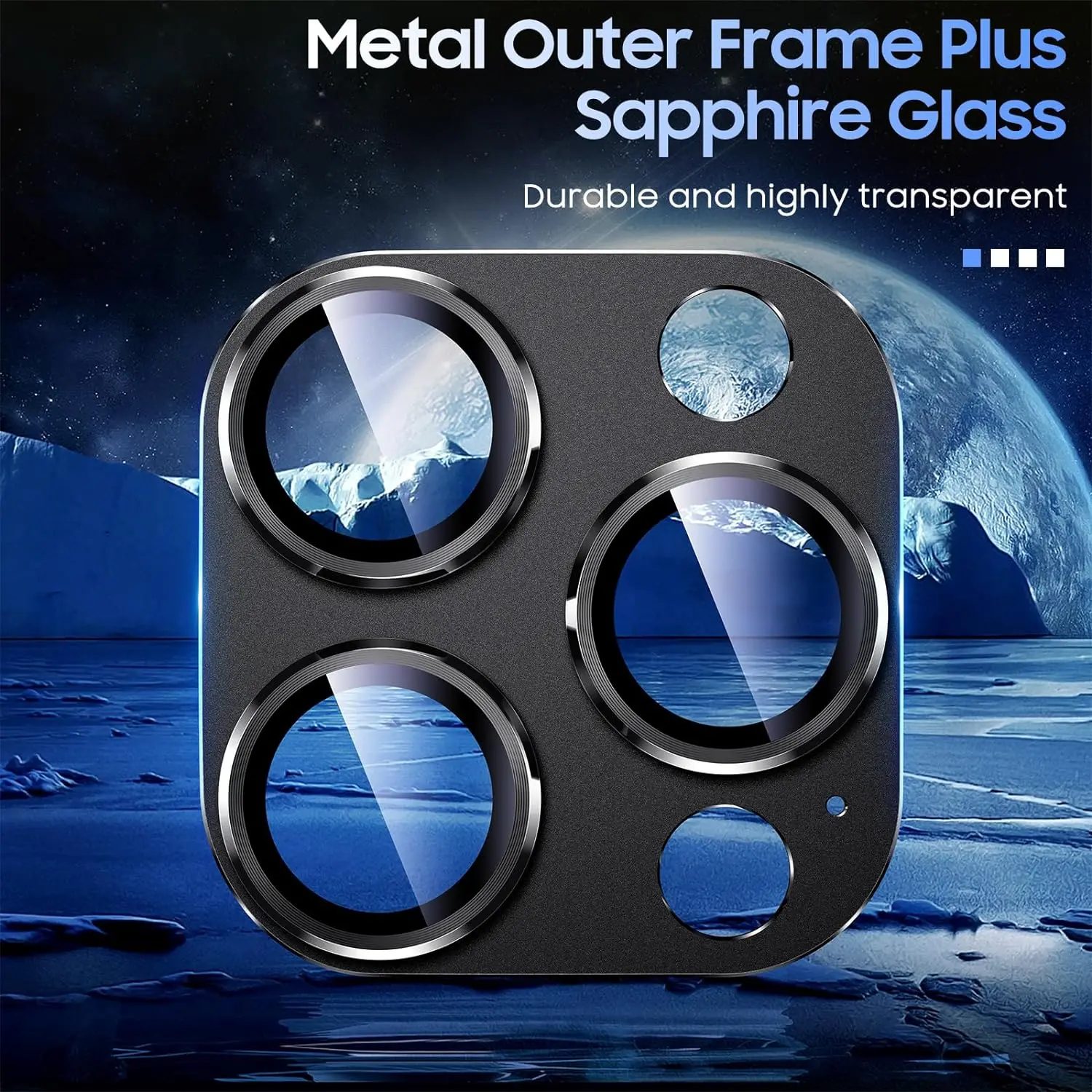 Premium Black Titanium Camera Lens Protector with Tempered Glass Cover