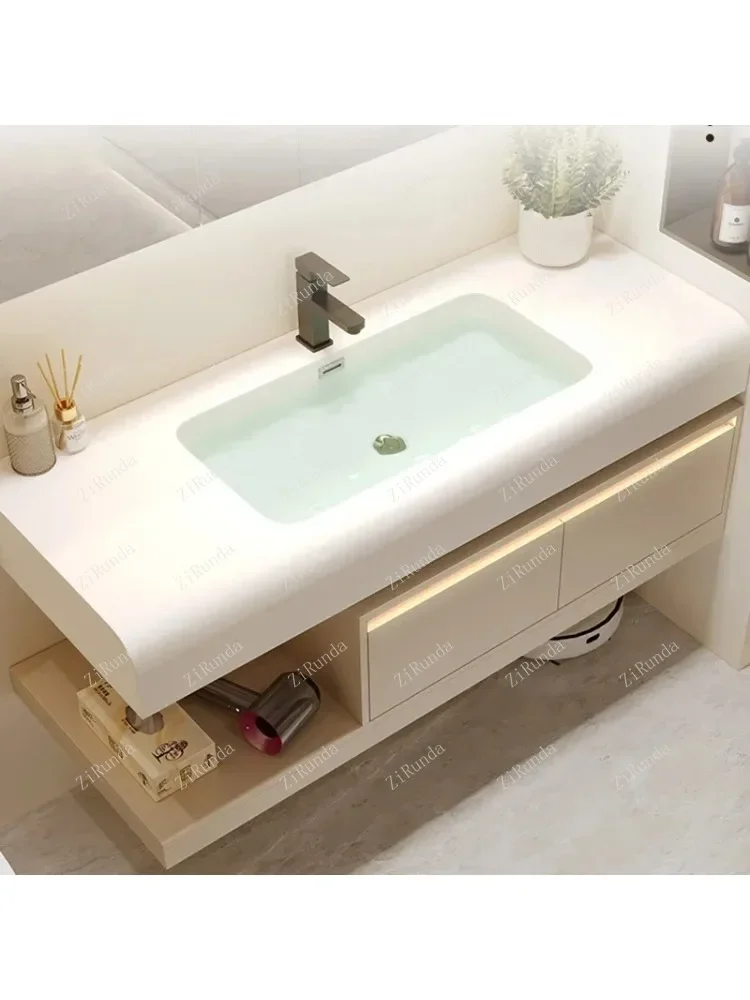 Luxury Cream Style Bathroom Cabinets Wall-mounted Fog Removal Storage Smart Mirror Cabinets Fashion Furniture