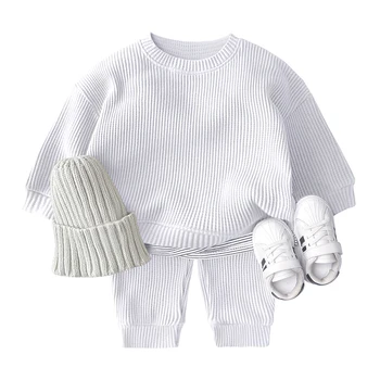 Set di abbigliamento per bambini Tute per ragazze Set Pullover in maglia di cotone Top + Pantaloni Vestiti per ragazzi Abiti per neonati Allentati
