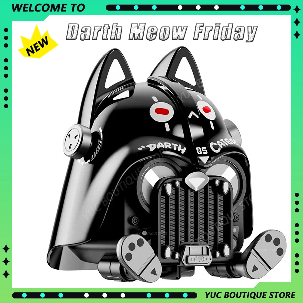 New Darth Meow Friday Canned Wireless Bluetooth Speaker Home Display Stereo Sound HIFI Sound Quality Audio Desktop Gifts