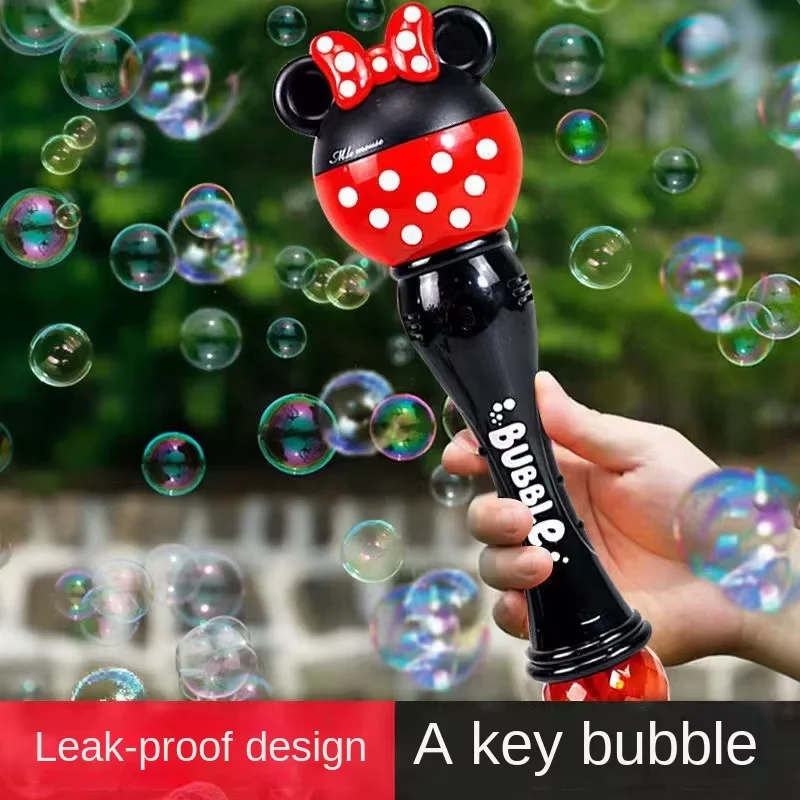 Mickey Cartoon New Bubble Machine Boys and Girl Magic Stick Toys New Mickey Mouse Minnie Electric Soap Bubbles Gift for Children