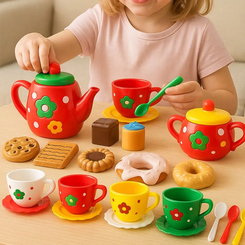 Afternoon Tea Set for Girls Cake Dessert Playhouse Kitchen Toys Kids Christmas New Year Gifts Kettle Cookies Simulation Food