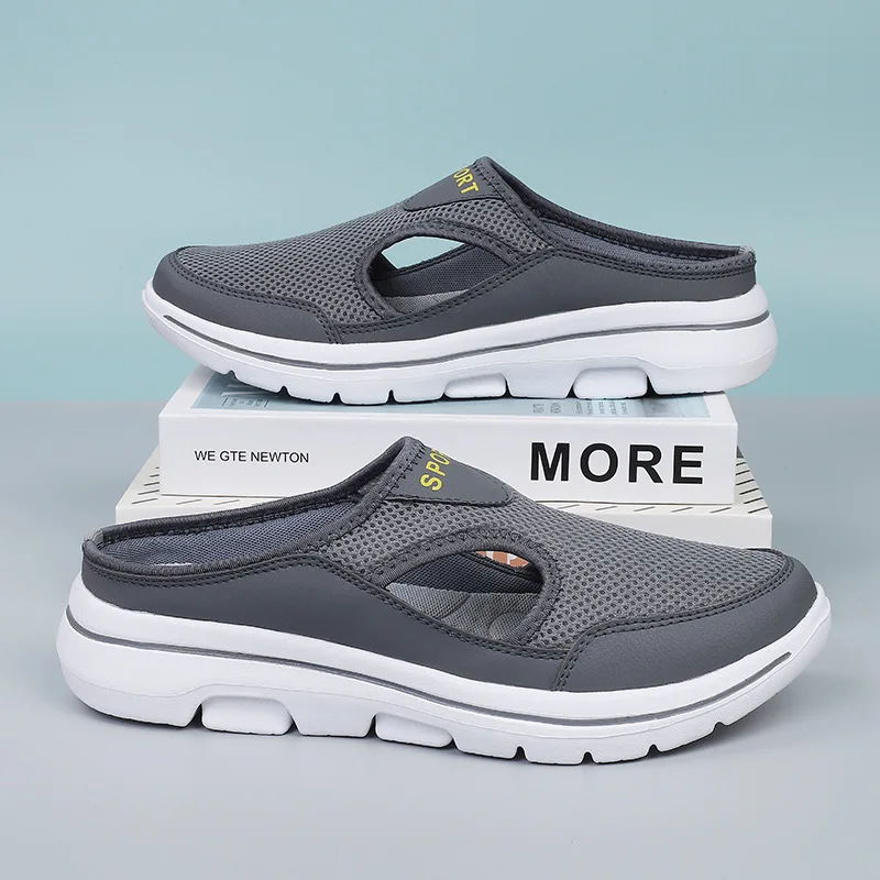 Women Slippers Sandals 2023 Summer Mesh Beach Slippers Women Breathable Flat Shoes Couple Flip-flops Home Slippers