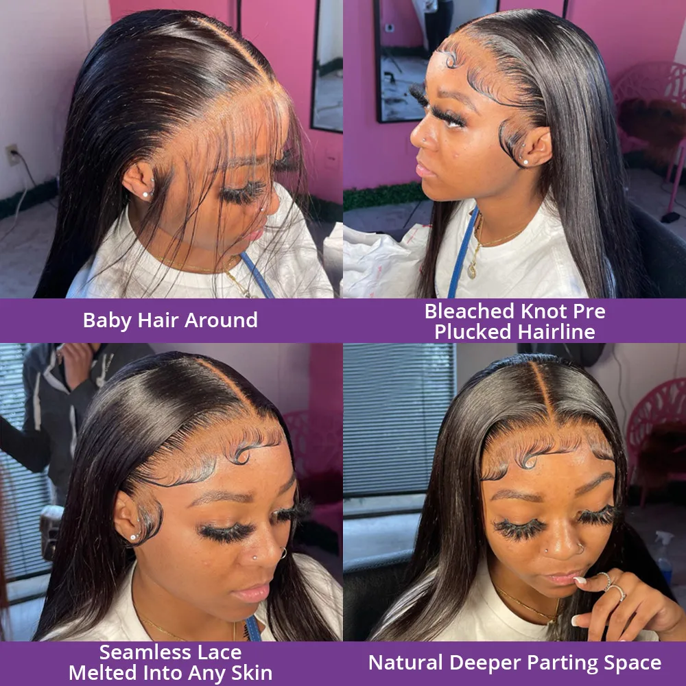 Straight Human Hair Wigs 13X6 Hd Lace Frontal Wig Brazilian Bone Straight 30 40 Inch 13X4 Lace Frontal Human Hair Wigs for Women 3