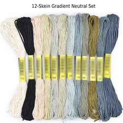 Vibrant Gradient Multicolor Embroidery & Sewing Thread Set - 3 sets (Neutral colors)