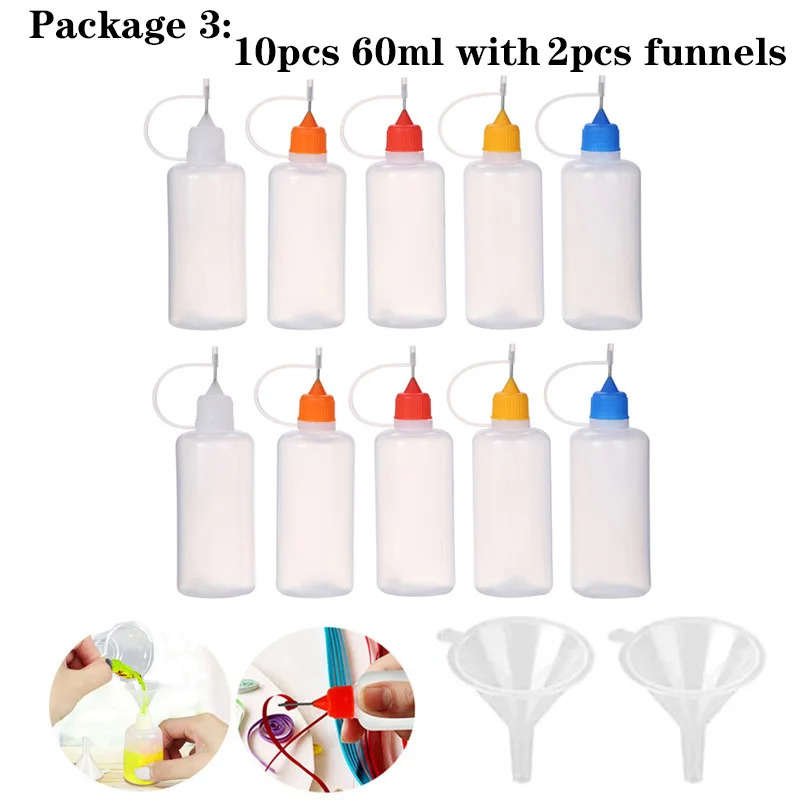 15 30ml Empty Glue Bottles With 5 Mini Funnel & 14 Plastic Glue Bottles  With Needle Tip Caps for Glue Liquid Crafts (Multicolor) - AliExpress