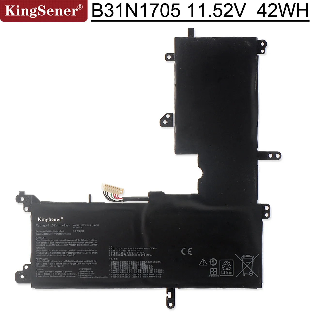 KingSener B31N1705 Laptop Battery For ASUS VivoBook Flip TP410U TP410UA TP410UF TP410UR Q405UA UX460UA 3ICP5/57/80 11.52V 42WH