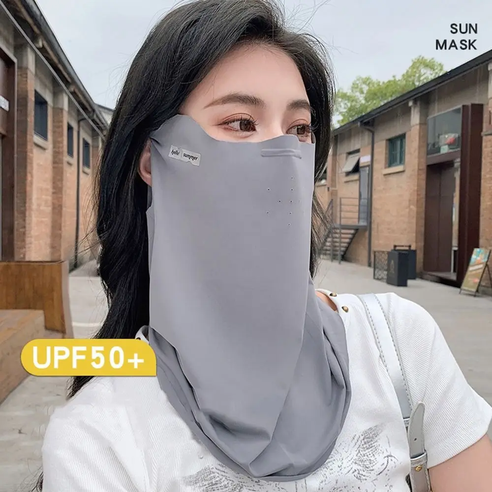 

Эластичная однотонная маска из ледяного шелка, защита от УФ-лучей, Солнцезащитный нагрудник, чехол для лица, подвесная маска для ушей, Женская Солнцезащитная маска