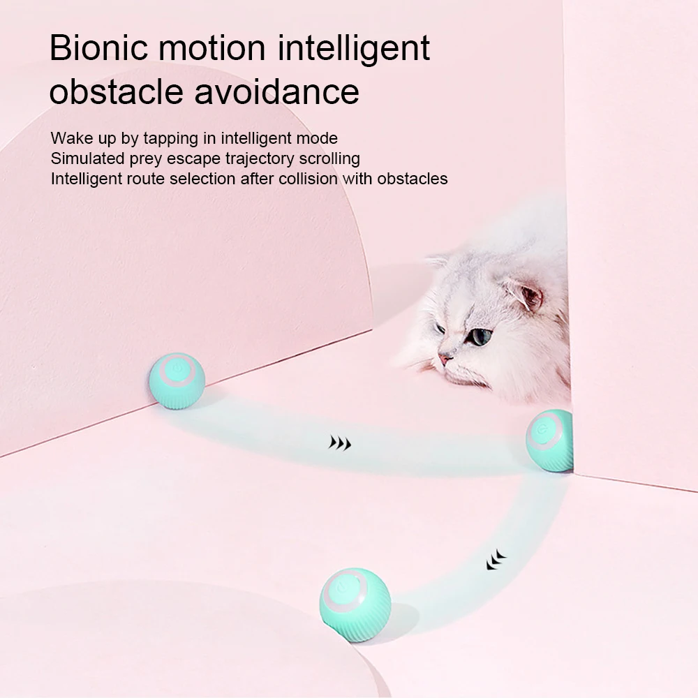 Interactive Cat Toys Ball Automatic 360&deg; Self-Rotating Rolling USB Rechargeable Pet Exercise Chase Toy Ball for Kitte cat interactive ball toys
