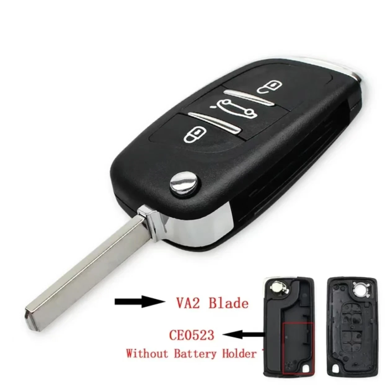 Enhanced Remote Key Shell Case by Jingxin - Flip Folding Design with HU83/VA2 Blade