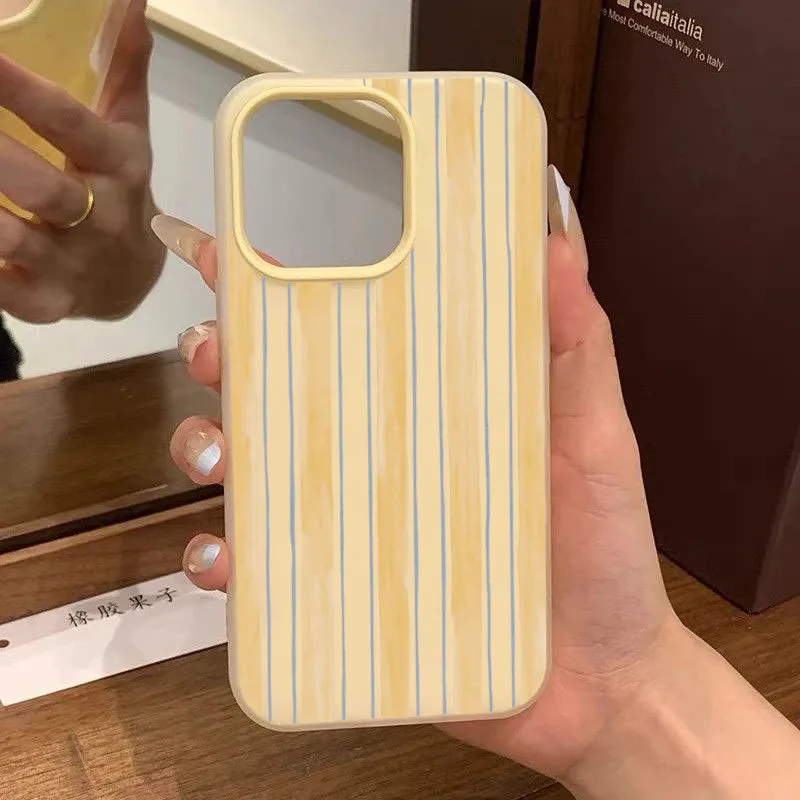 Stylish Yellow Striped Silicone Phone Case
