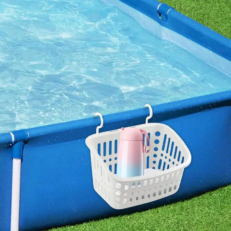 Pool Side Storage Basket Above Ground Pool Accessories Poolside Toy Basket Swimming Pool Side Storage Holder For Cup Towel luxury 3 pcs luxury bathroom accessories set durable quality velvet fabric dirty basket towel dispenser basket detergent holder