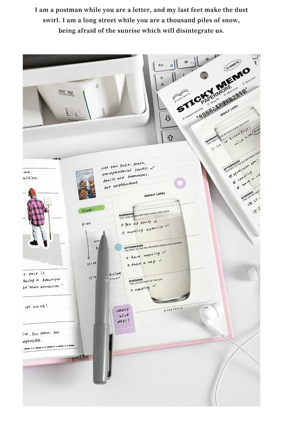 � 30 Blatt Frühstücksserie Kawaii Haftnotizen Einfacher süßer Notizblock Nachrichtenpapier Student To Do Liste Notizen Schulbriefpapier – Detail 2