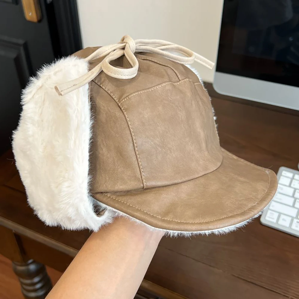 Wool Fur 2024 Luxury Winter Autumn Quality  Fur Hat Lamb Wool Bomber Hats For Men Earflaps Warm Ushanka Russian Hat Snow Cap 5