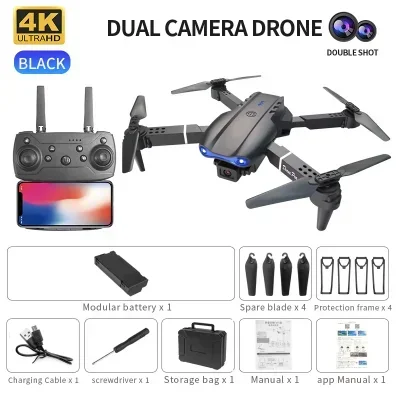 Drone E88D/E99D Noir/Gris avec Caméra Double ou Simple - 17.89€