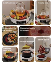 2200W Electric Ceramic Stove Making Tea Around Stove 10 Gear Electric Hot Plate Multi-function Tea Maker Set Home Water Boiler 2