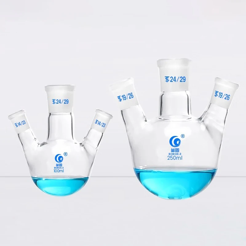 1pc 50ml-1000ml #24 Laboratory Distillation Flask Lab Straight/Oblique 3 Necks Flat Bottom Glass Flasks