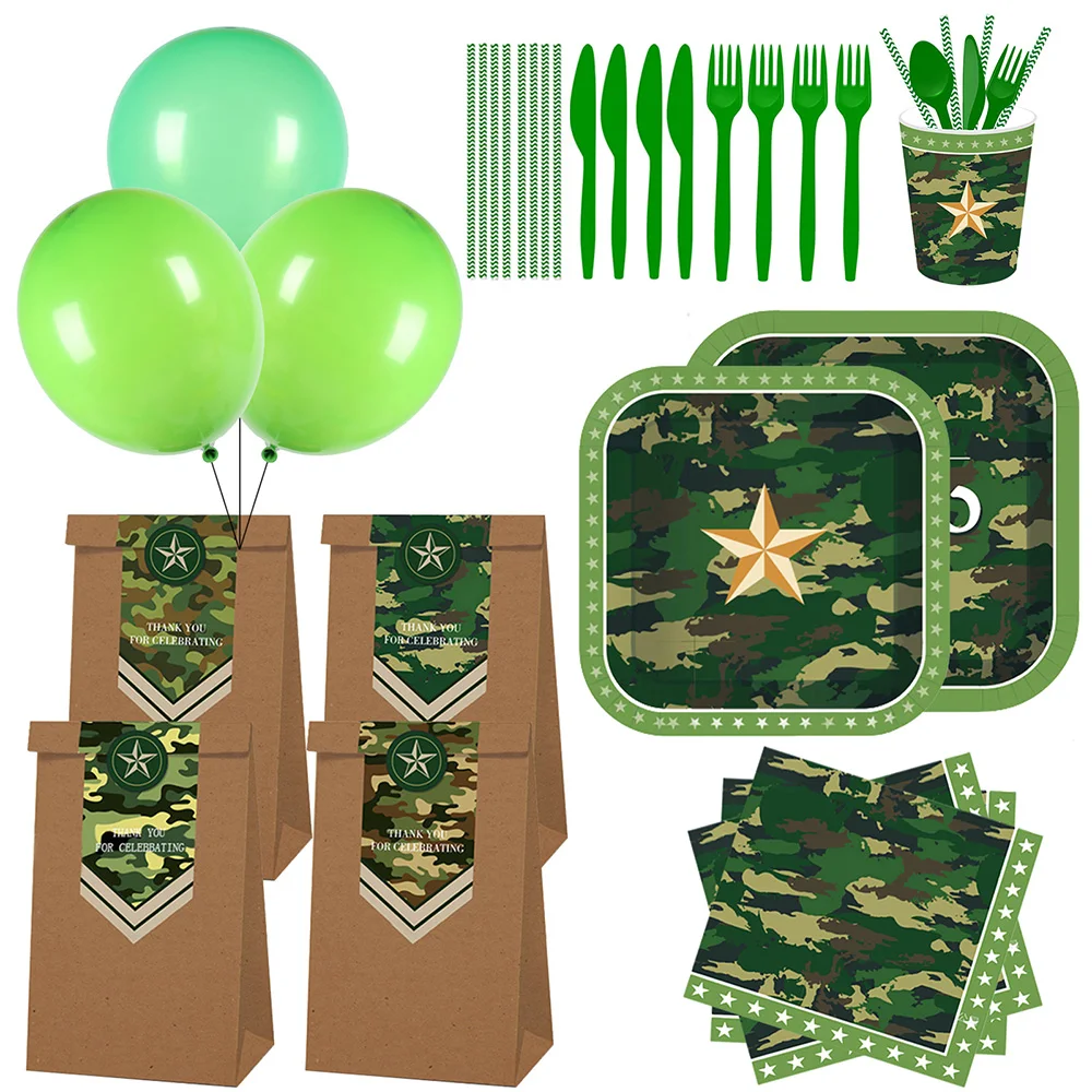 

Camouflage Party Tableware Army Green Plate Cup Napkin Camo Balloons Military Theme Birthday Party Decorations Kids Baby Shower