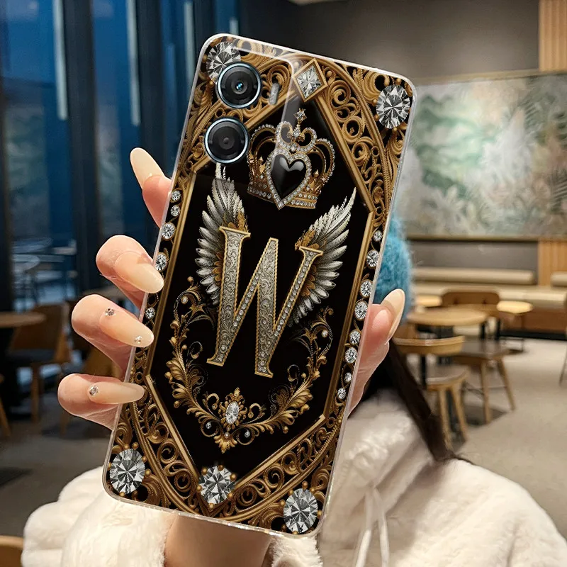 Retro Initial Letter Couple Phone Case - Transparent Soft Silicone Cover, New Fashion Design