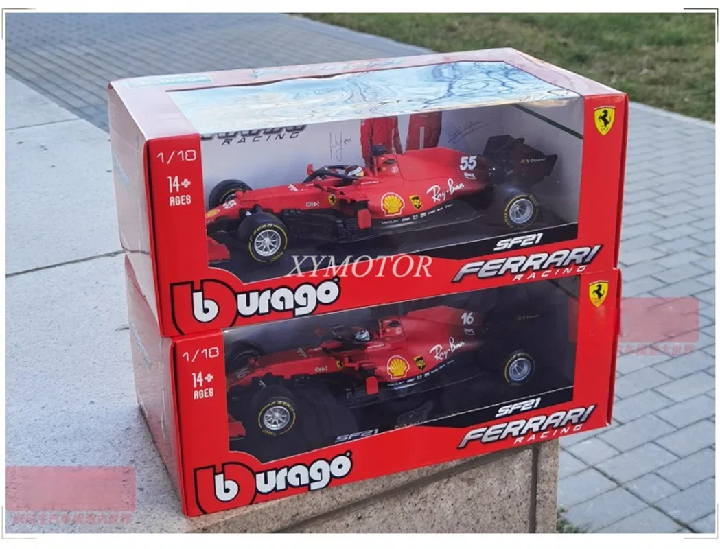 

1:18 BBURAGO 16809 For Ferrari SF21 2021 F1 Leclerc #16 / Sainz #55 Diecast Model Car Toys Boys Girls Gifts Display Collection