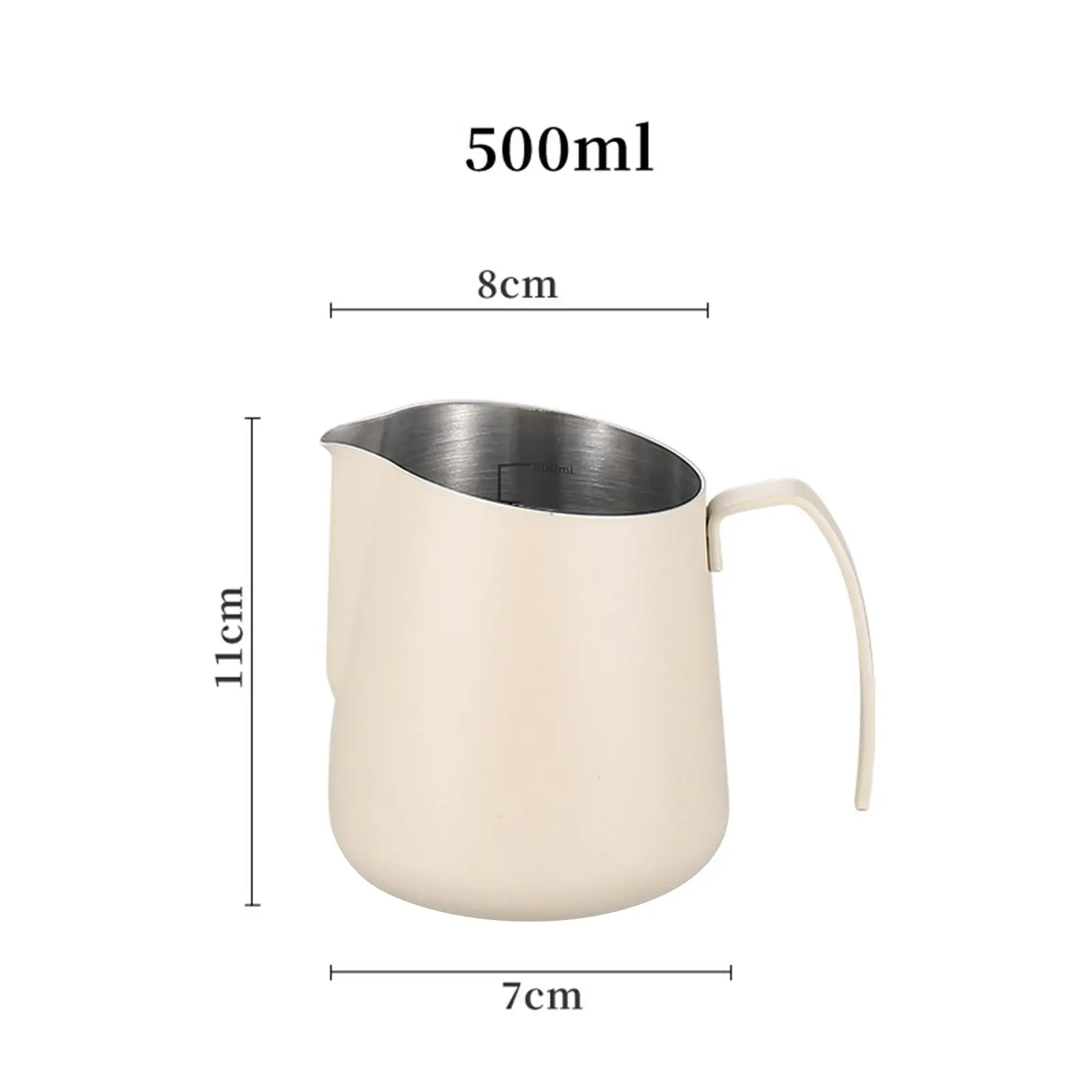 Coffee Milk Measuring Cup Portable 500ml with Scale Pouring Cup Coffee Milk Frothing Jug for Kitchen Bar Shop Cafe Latte Art