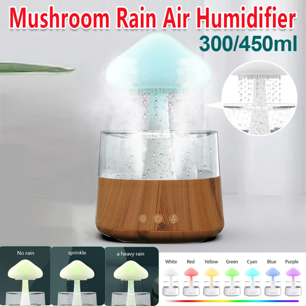 Mushroom Rain Electric Aroma Diffuser Car Air Humidifier Air Freshener Night Light