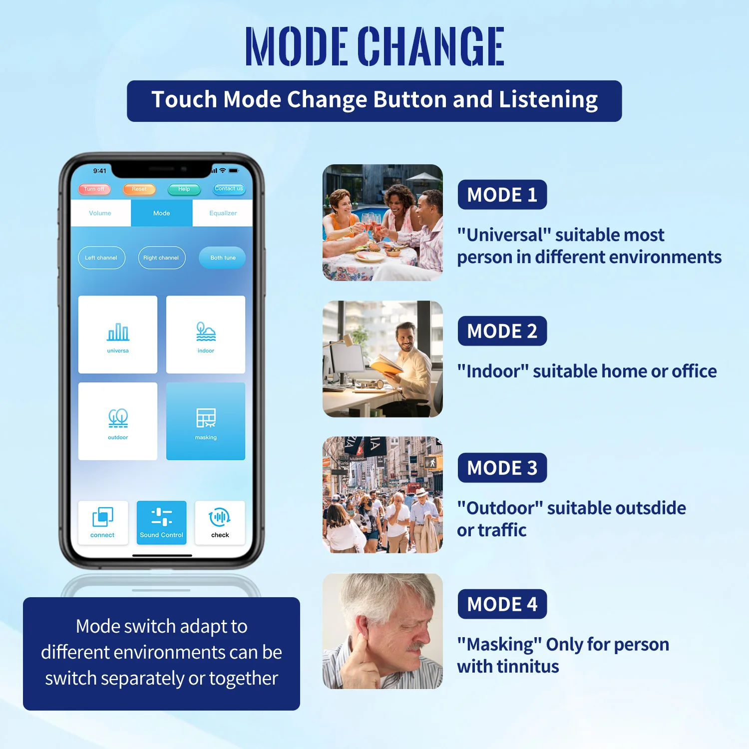 Bluetooth Hearing Aids Rechargeable with Noise Cancelling APP Control Auto-On/Off 4 Listening Programs with Tinnitus Masking 4