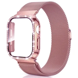 Elegant Milanese Loop Band with Diamond - Accented Cover - 42mm Series 10 - 11 (Rose pink 8)