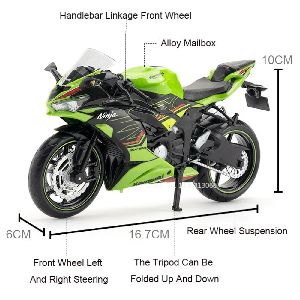 1:12 Kawasaki NIJIA ZX-6R Motorcycle Alloy Model Cars Toys Rubber