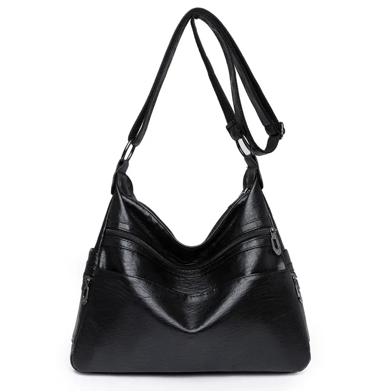 thumbnail image 1 of Bolsos de hombro de moda con dos bolsillos principales y cremallera de PU, bolso cruzado de gran capacidad, venta de bolsos 2024 para mujer, bolso de mujer, 1 of 5