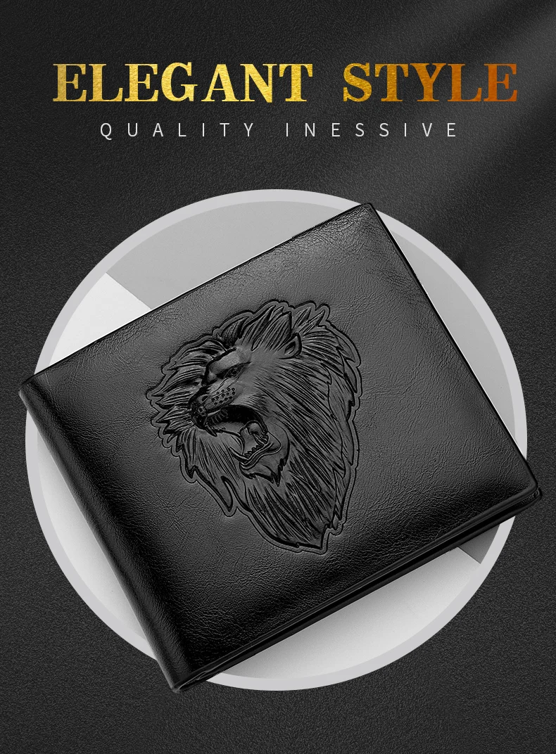 Wallet Men's Personalized Three-Fold 3D Embossed Wallet Multi-Card Credit Card Holder Zipper Coin Short Wallet Men