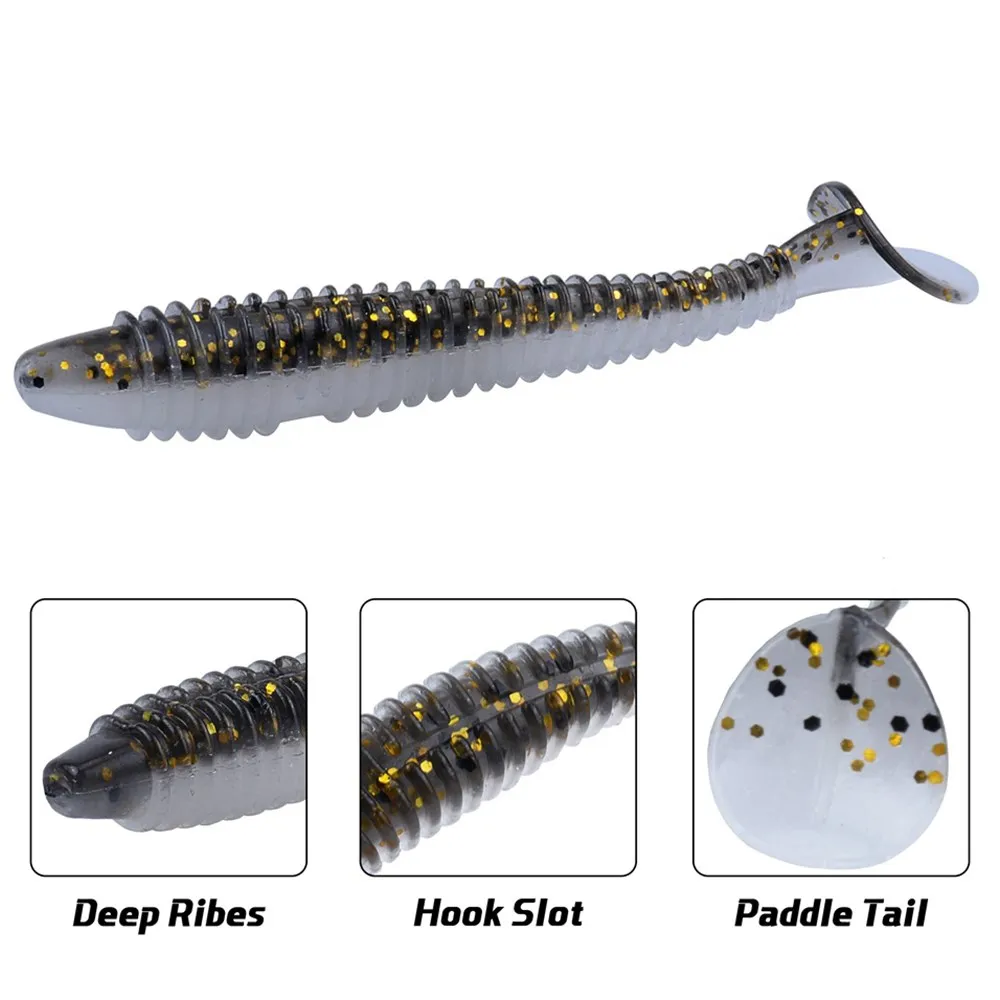 RUNCL 1 Lot Fishing Maggot Worms Soft Lures Jig Wobblers Easy Shiner  Silicone Artificial Baits T Tail Swimbaits Carp Bass Tackle