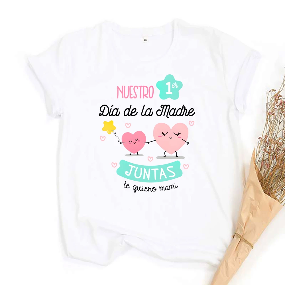 Our First Mother's Day Family Matching Outfit Pattern Print Family Set Short Sleeve Crew Neck Outfits Mothers Day Best Gift 4
