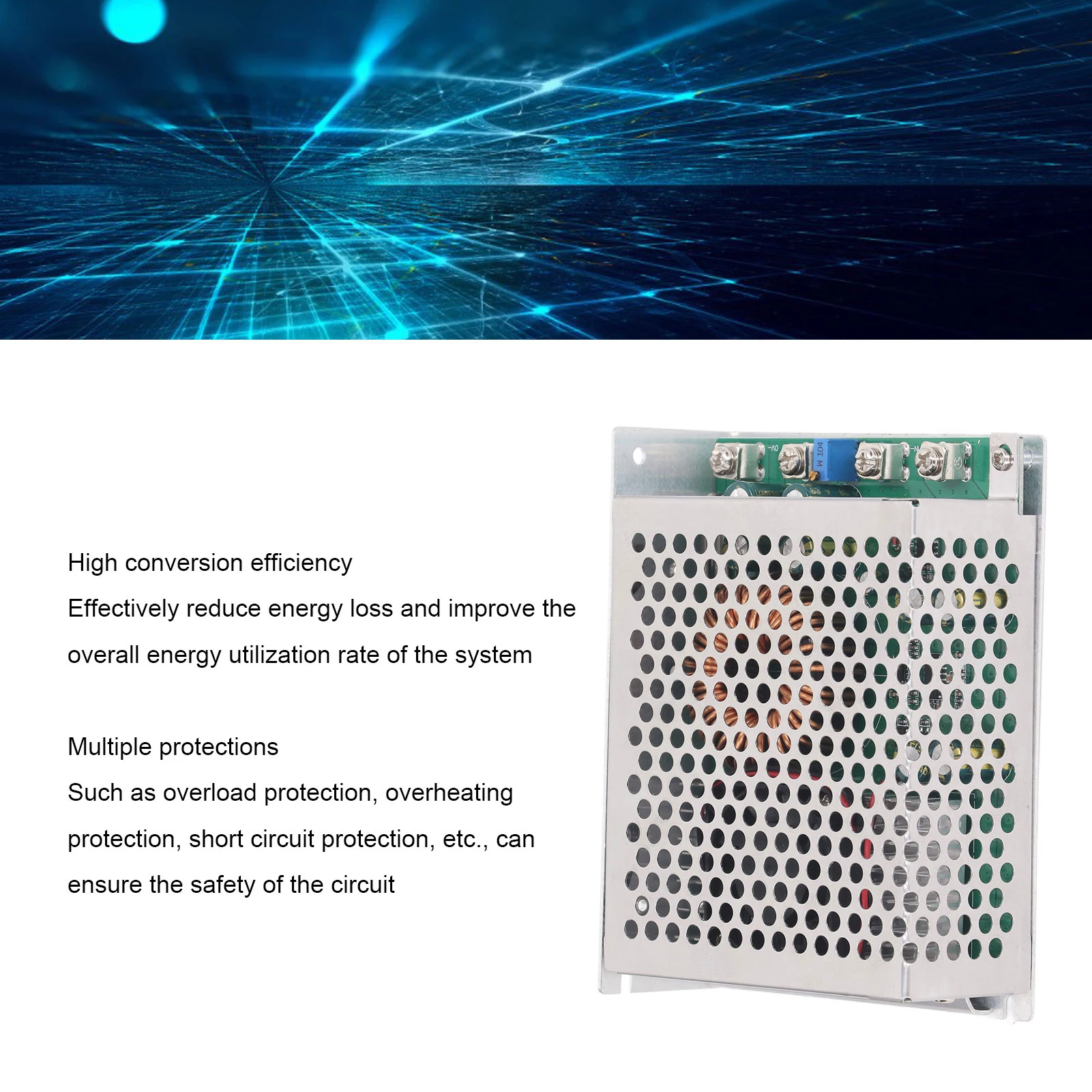 High-Power Adjustable DC-DC Converter with Cooling Fan, 1000W 50A